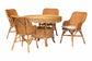 bali & pari Tucson 5-Piece Rattan Dining Set - Round Wicker Table with Scallop Edge and 4 Armchairs, Handwoven Boho Coastal Style for Dining, Kitchen or Sun Room, Light Honey FredCo