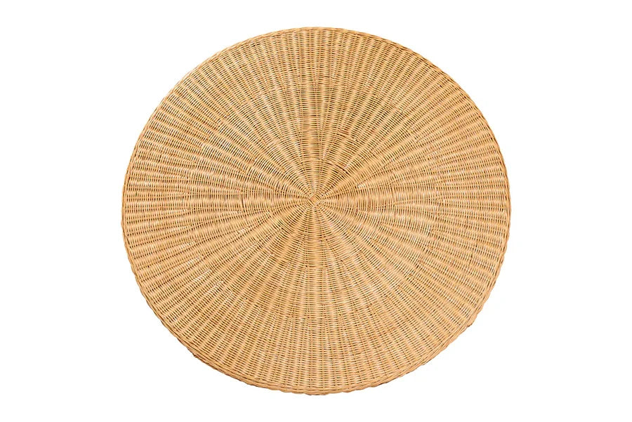 bali & pari Tucson 5-Piece Rattan Dining Set - Round Wicker Table with Scallop Edge and 4 Armchairs, Handwoven Boho Coastal Style for Dining, Kitchen or Sun Room, Light Honey FredCo