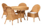bali & pari Tyrone 5-Piece Rattan Dining Set - Round Wicker Table with Scallop Edge and 4 Side Chairs, Handwoven Boho Coastal Style for Dining, Kitchen or Sun Room, Light Honey FredCo