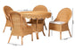 bali & pari Tyrone 5-Piece Rattan Dining Set - Round Wicker Table with Scallop Edge and 4 Side Chairs, Handwoven Boho Coastal Style for Dining, Kitchen or Sun Room, Light Honey FredCo
