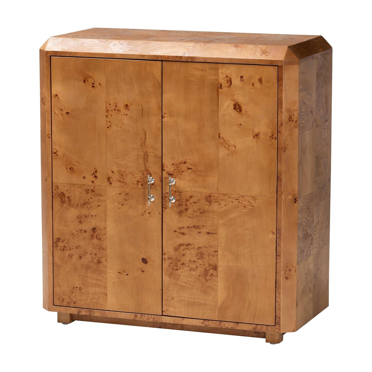 bali & pari Valora Modern and Contemporary Natural Mappa Burl Wood 2-Door Console Cabinet FredCo