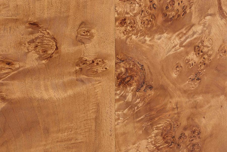 bali & pari Valora Modern and Contemporary Natural Mappa Burl Wood 4-Door Sideboard Buffet FredCo