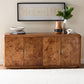 bali & pari Valora Modern and Contemporary Natural Mappa Burl Wood 4-Door Sideboard Buffet FredCo