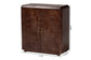 bali & pari Valora Real Burl Wood Storage Cabinet in Dark Walnut Brown - Modern Accent Cupboard with Double Doors and Brass Handles, Elegant Sideboard for Living Room, Entryway or Dining Area FredCo