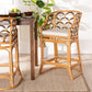 bali & pari Veneto Modern Bohemian Light Honey and Dark Brown Rattan Bar Stool FredCo