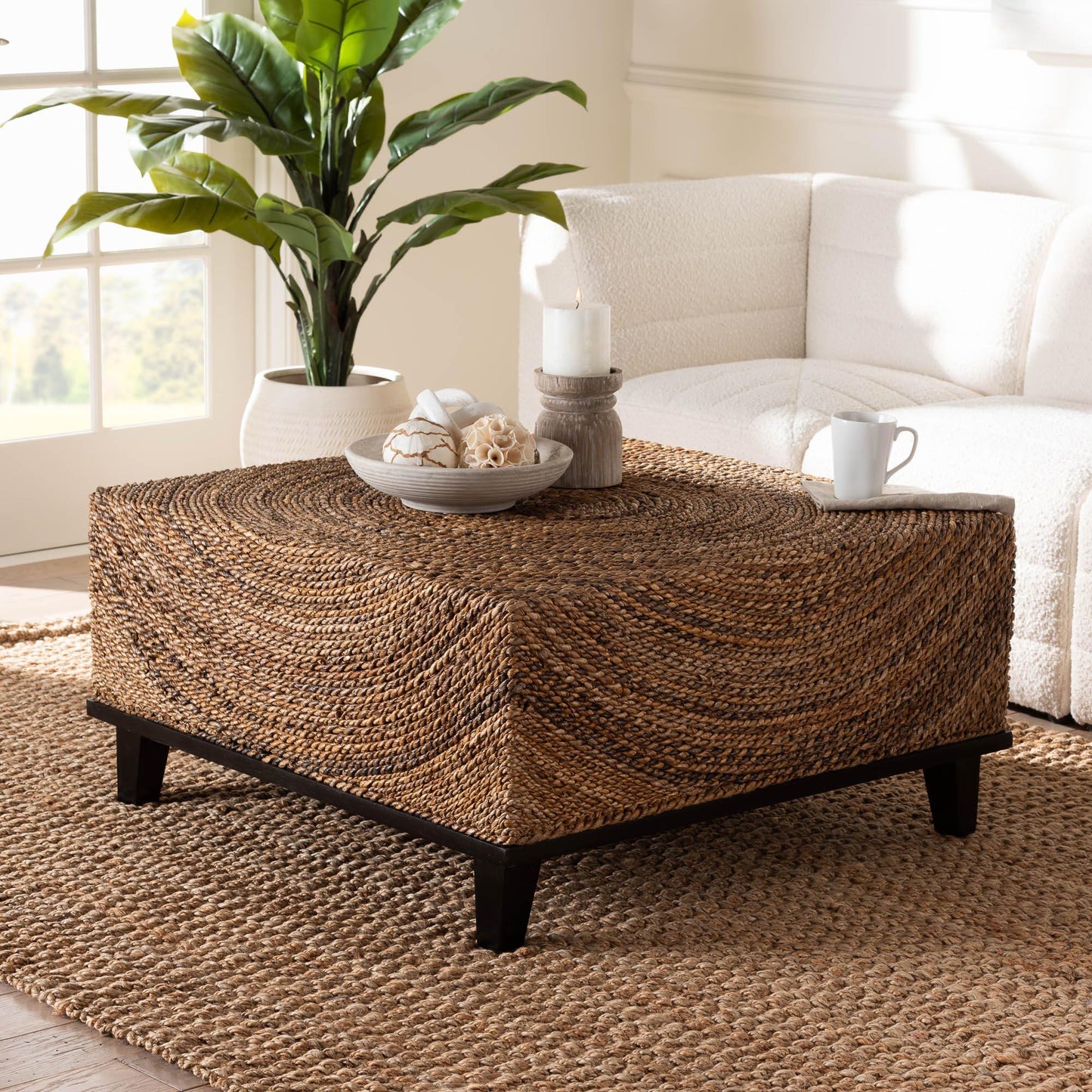 bali & pari Verino Bohemian Natural Seagrass Coffee Table FredCo