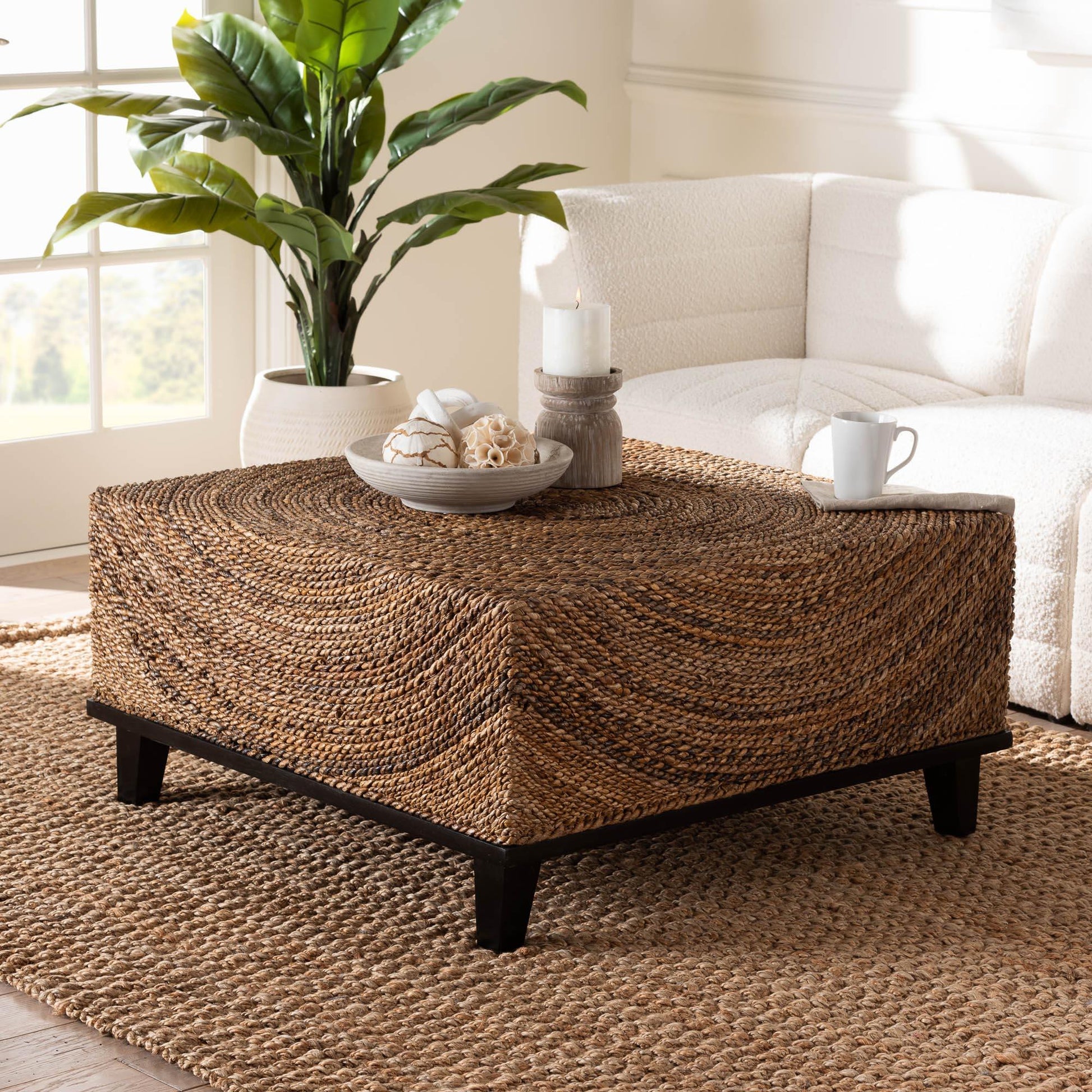 bali & pari Verino Bohemian Natural Seagrass Coffee Table FredCo
