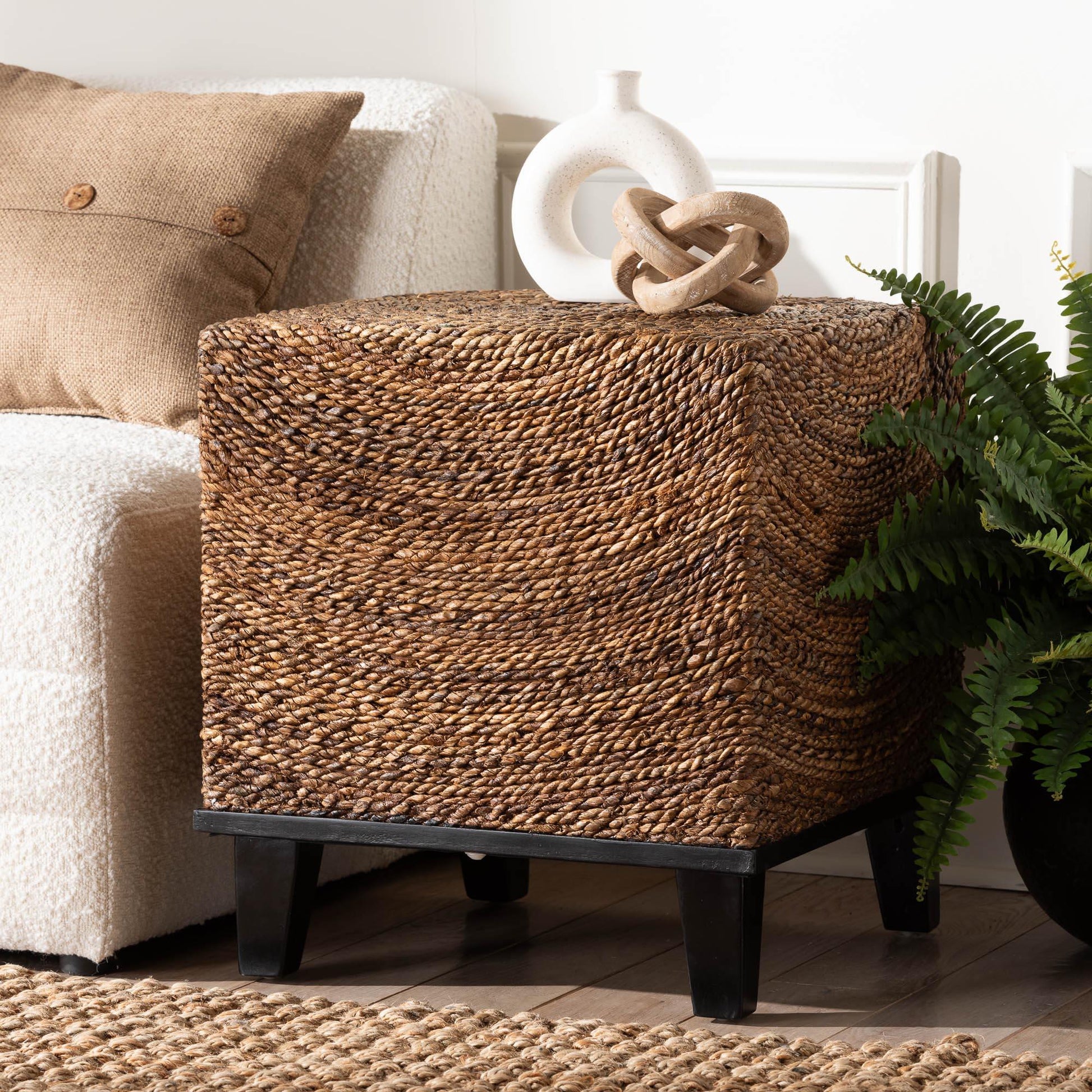 bali & pari Verino Bohemian Natural Seagrass End Table FredCo