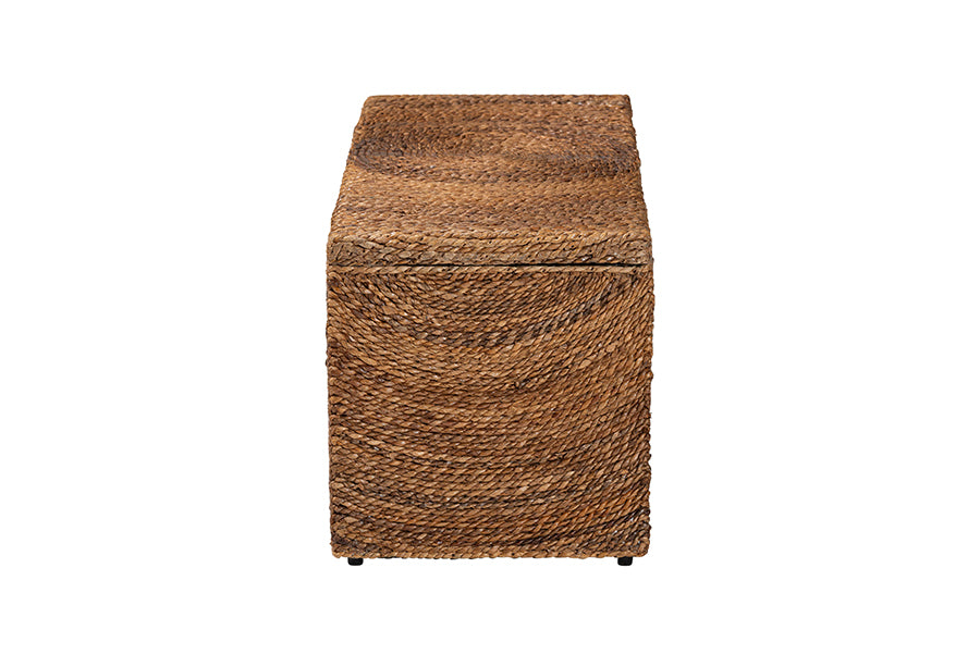 bali & pari Verino Handwoven Seagrass Storage Bench with Removable Lid - Rustic Wicker Trunk Chest for Entryway, Living Room, or Bedroom Organization FredCo