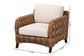 bali & pari Vevina Modern Bohemian Dark Brown Mahogany Wood and Woven Seagrass Arm Chair FredCo