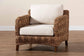 bali & pari Vevina Modern Bohemian Dark Brown Mahogany Wood and Woven Seagrass Arm Chair FredCo