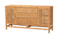 bali & pari Vivan Bohemian Honey Rattan and Mahogany Wood 3-Drawer Storage Cabinet FredCo