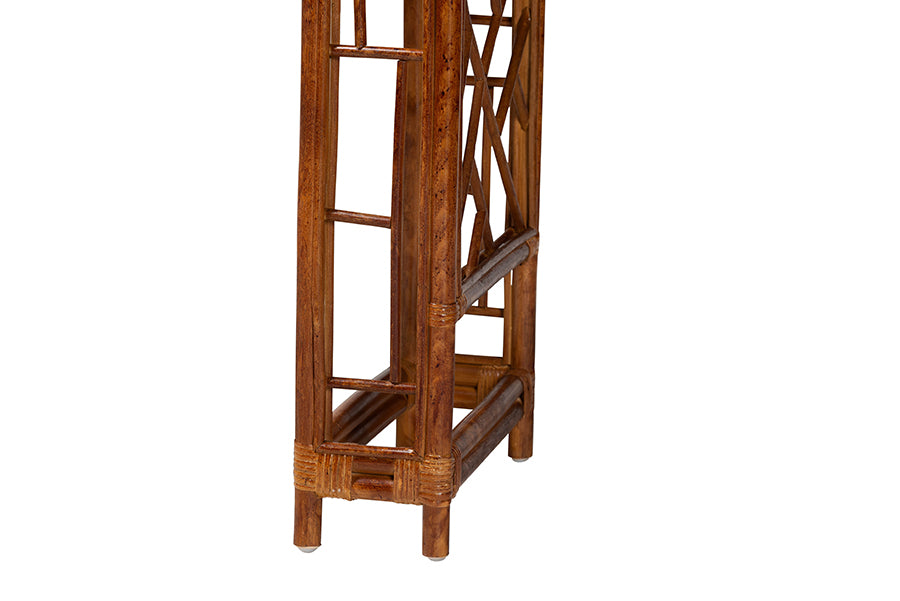 Close-up of a brown bamboo furniture leg with lattice detail, FredCo International