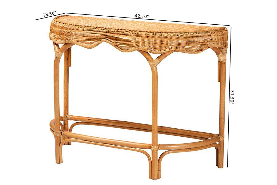 bali & pari Wakana Modern Bohemian Natural Brown Rattan Console Table FredCo