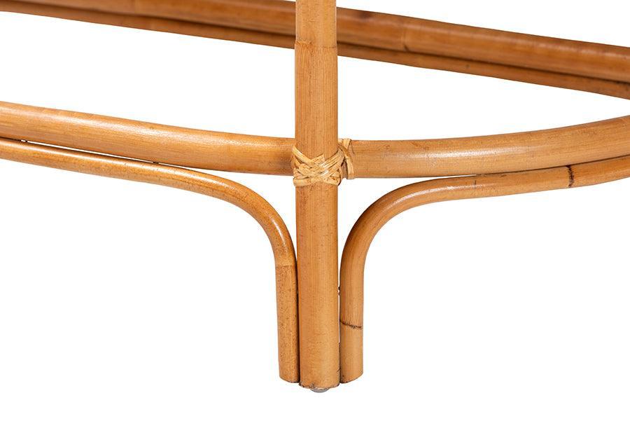 bali & pari Wakana Modern Bohemian Natural Brown Rattan Console Table FredCo