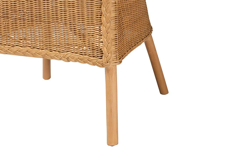 bali & pari Willy 5-Piece Rattan Dining Set - Round Wicker Table with Pedestal Base and 4 Side Chairs, Handwoven Boho Coastal Style for Dining, Kitchen or Sun Room, Light Honey FredCo