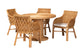 bali & pari Wymond 5-Piece Rattan Dining Set - Round Wicker Table with Pedestal Base and 4 Armchairs, Handwoven Boho Coastal Style for Dining, Kitchen or Sun Room, Light Honey FredCo