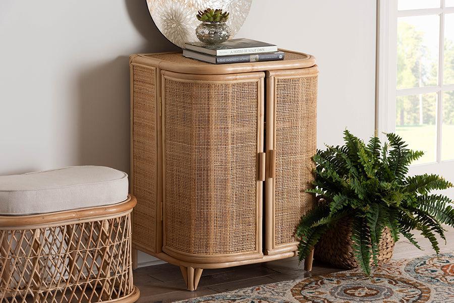 bali & pari Yanka Bohemian Natural Rattan Storage Cabinet FredCo