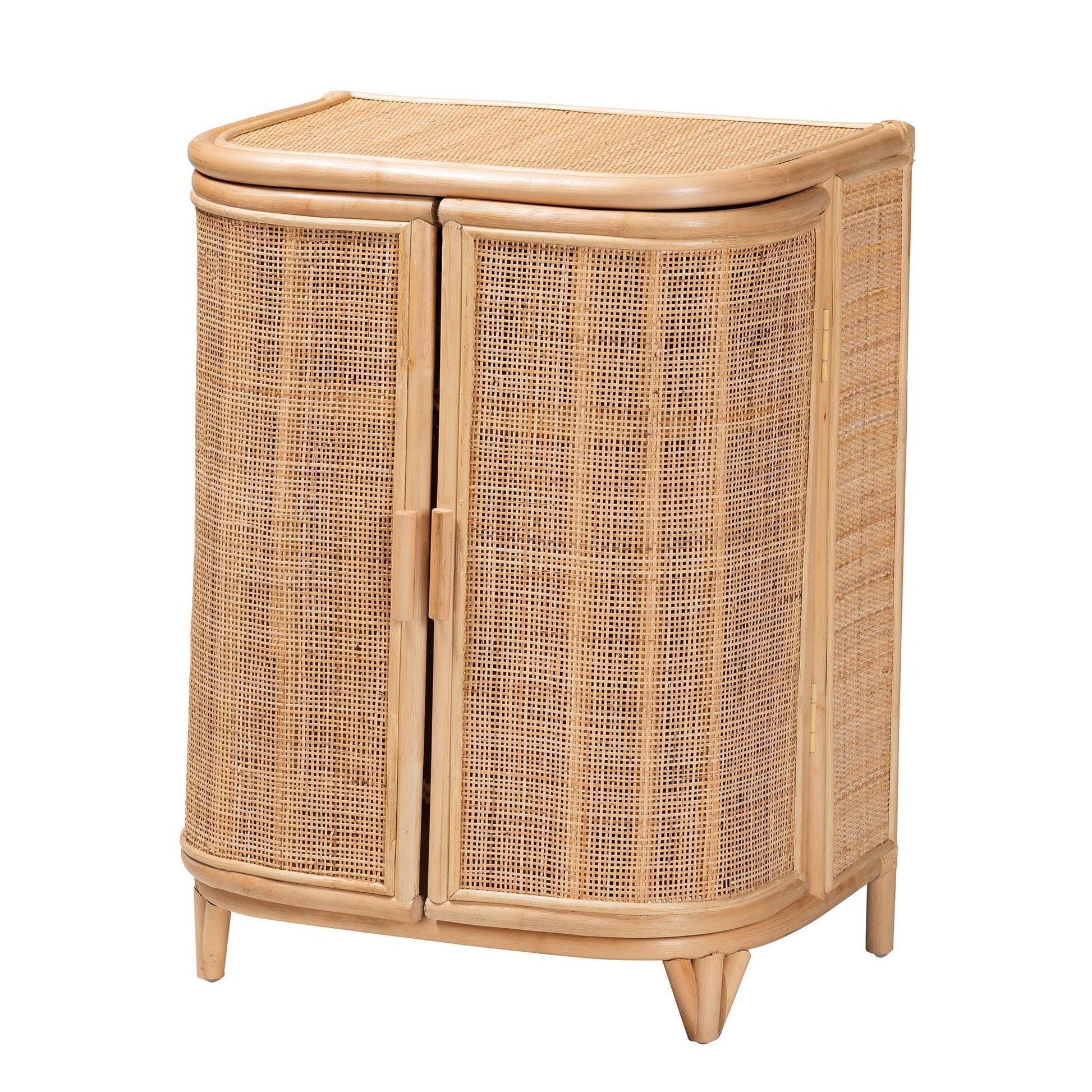 bali & pari Yanka Bohemian Natural Rattan Storage Cabinet FredCo