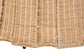 Bali & Pari Ying Large Round Natural Rattan Ottoman with Cushion – Handwoven Pleated Skirt Coffee Table or Extra Seating FredCo