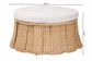 Bali & Pari Ying Large Round Natural Rattan Ottoman with Cushion – Handwoven Pleated Skirt Coffee Table or Extra Seating FredCo