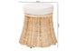 Bali & Pari Ying Small Round Natural Rattan Ottoman with Cushion – Handwoven Pleated Skirt Coffee Table or Extra Seating FredCo