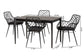 Ballerina Modern Bohemian Black Finished Wood and Rattan 5-Piece Dining Set FredCo