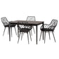 Ballerina Modern Bohemian Black Finished Wood and Rattan 5-Piece Dining Set FredCo