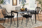 Ballerina Modern Bohemian Black Finished Wood and Rattan 5-Piece Dining Set FredCo