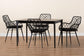 Ballerina Modern Bohemian Black Finished Wood and Rattan 5-Piece Dining Set FredCo
