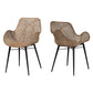 Ballerina Modern Bohemian Greywashed Rattan and Black Metal 2-Piece Dining Chair Set FredCo