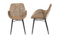 Ballerina Modern Bohemian Greywashed Rattan and Black Metal 2-Piece Dining Chair Set FredCo