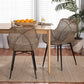 Ballerina Modern Bohemian Greywashed Rattan and Black Metal 2-Piece Dining Chair Set FredCo