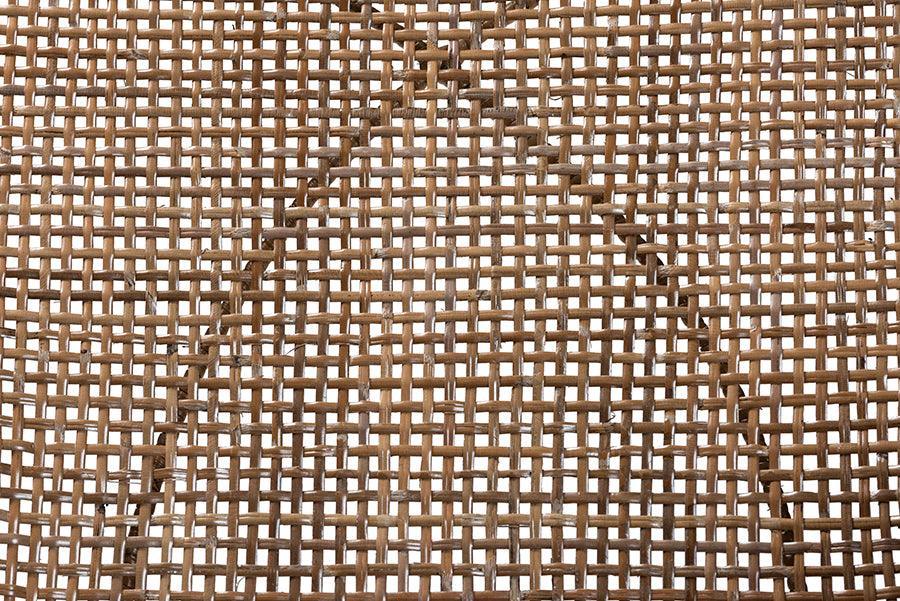 Ballerina Modern Bohemian Greywashed Rattan and Black Metal 2-Piece Dining Chair Set FredCo