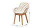 Ballerina Modern Bohemian Greywashed Rattan and Natural Brown Finished Wood 2-Piece Dining Chair Set FredCo