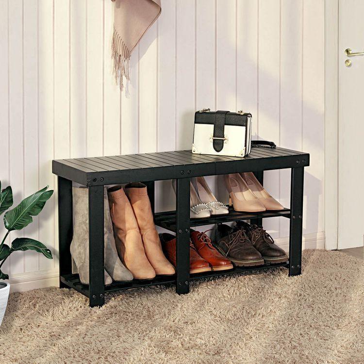 Bamboo Entryway Shoe Bench FredCo