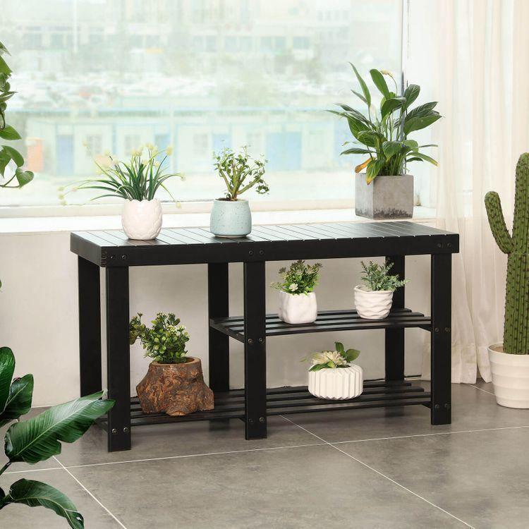 Bamboo Entryway Shoe Bench FredCo