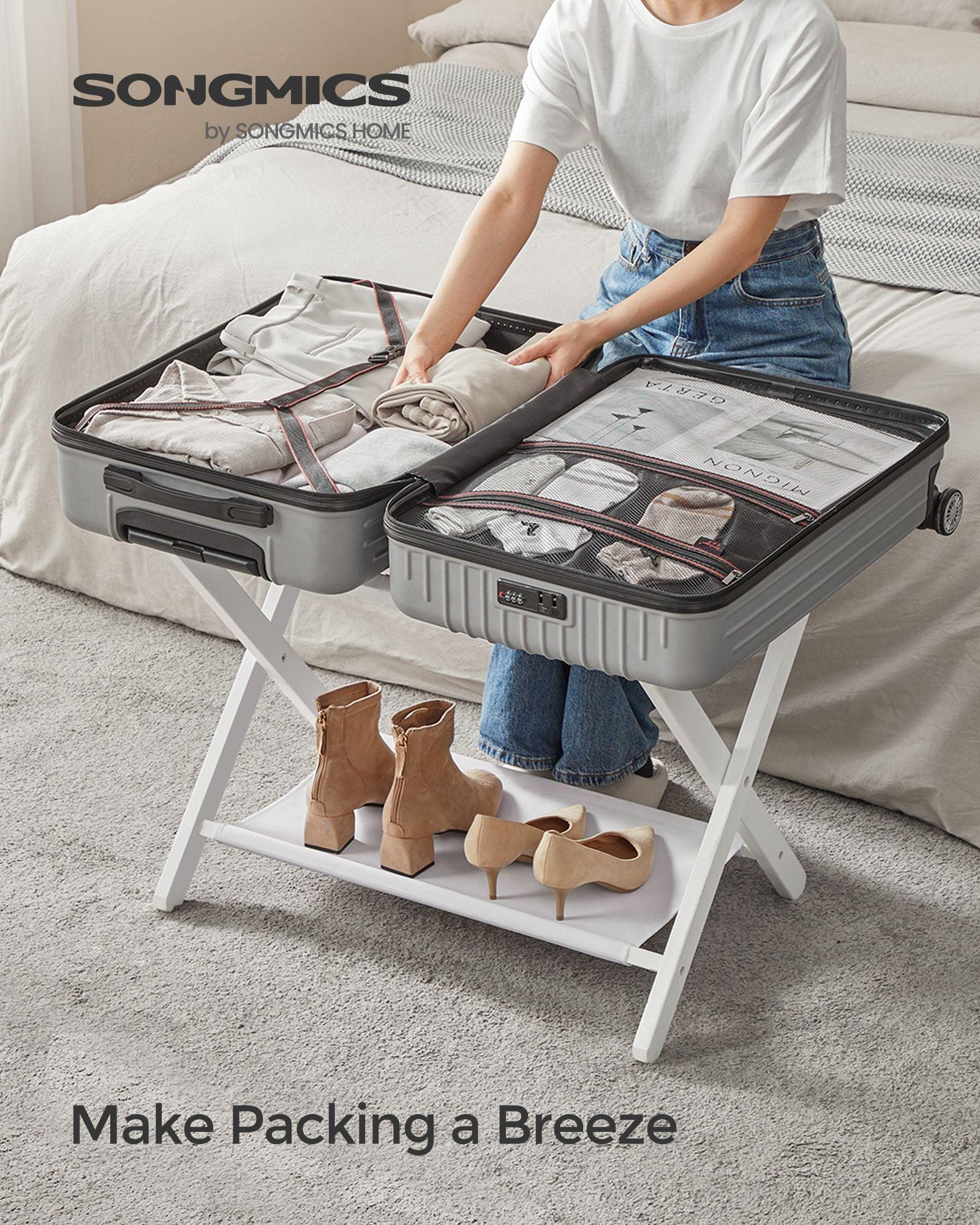 Bamboo Luggage Rack Classic White FredCo