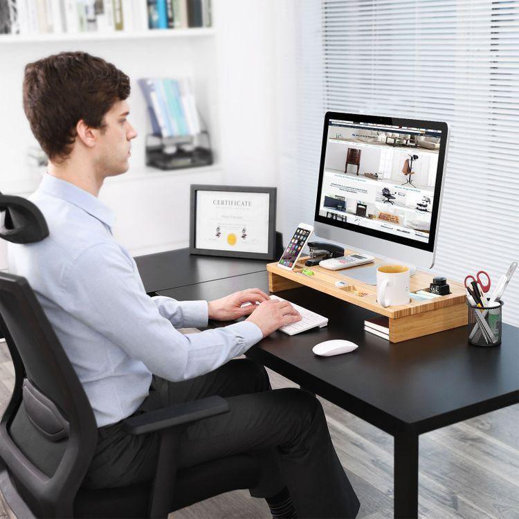 Bamboo Monitor Stand Organizer FredCo