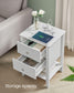 Bamboo Nightstand with Charging Station Cloud White FredCo