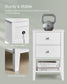 Bamboo Nightstand with Charging Station Cloud White FredCo
