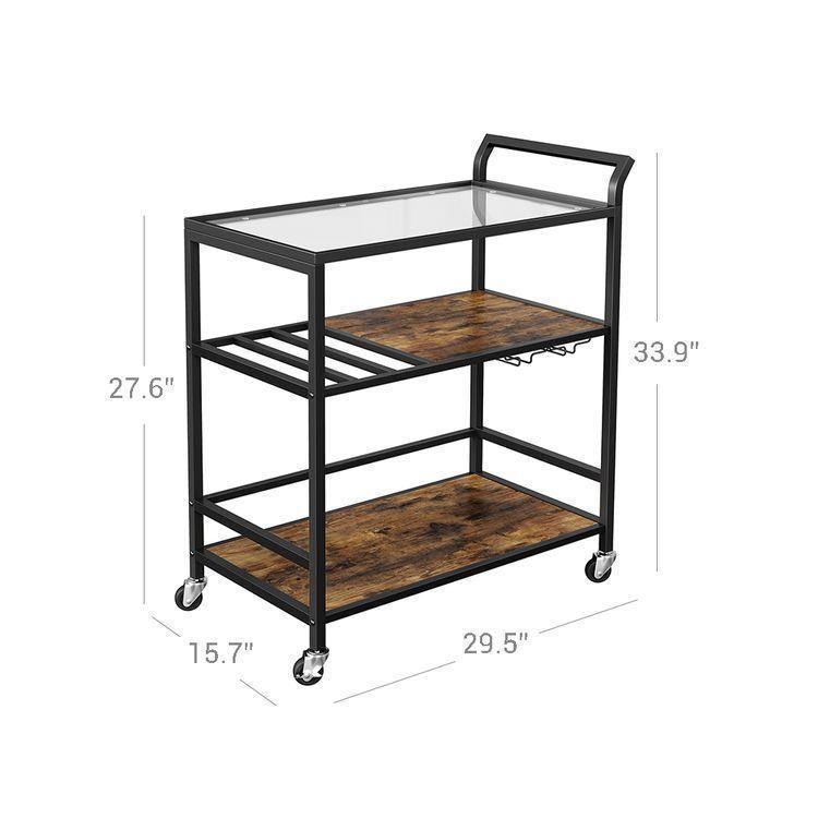 Bar Cart with Storage Shelf FredCo