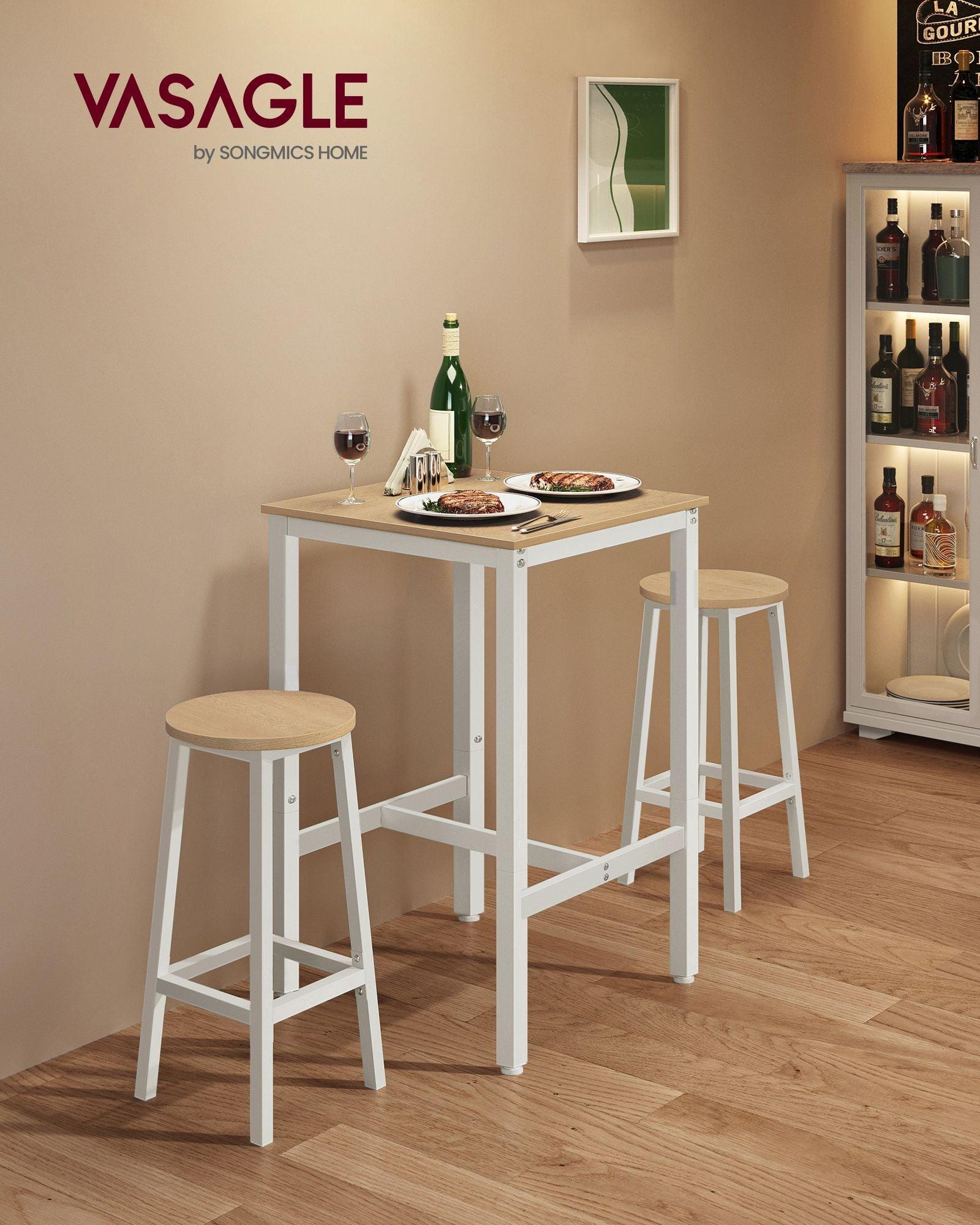 Bar Table with Metal Frame Oak Beige and White FredCo