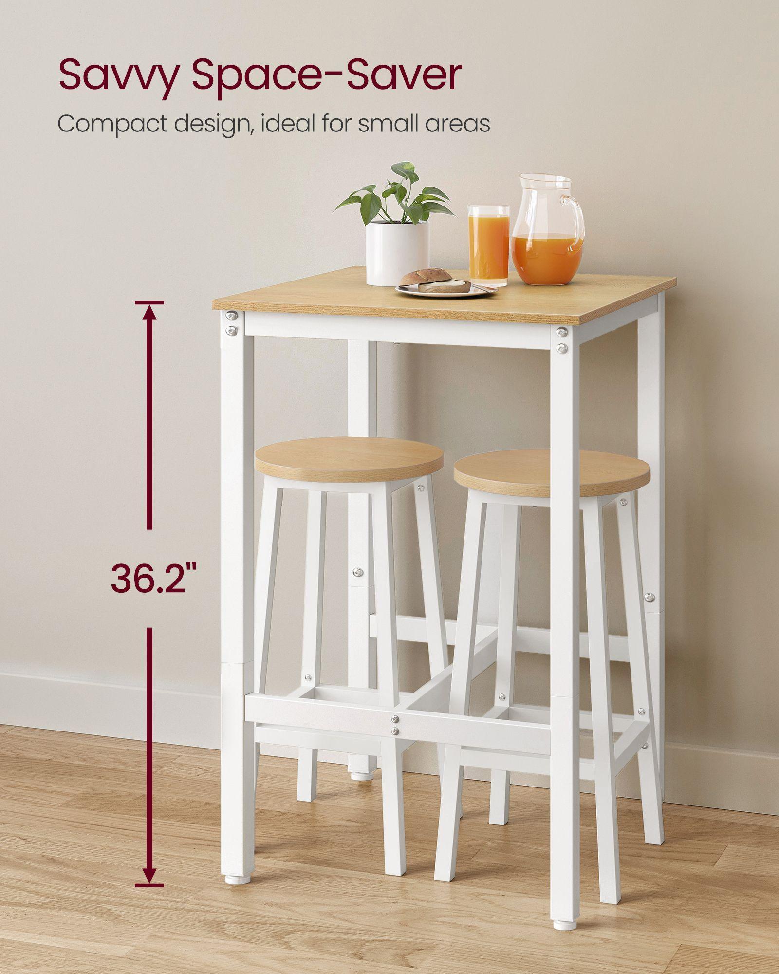 Bar Table with Metal Frame Oak Beige and White FredCo