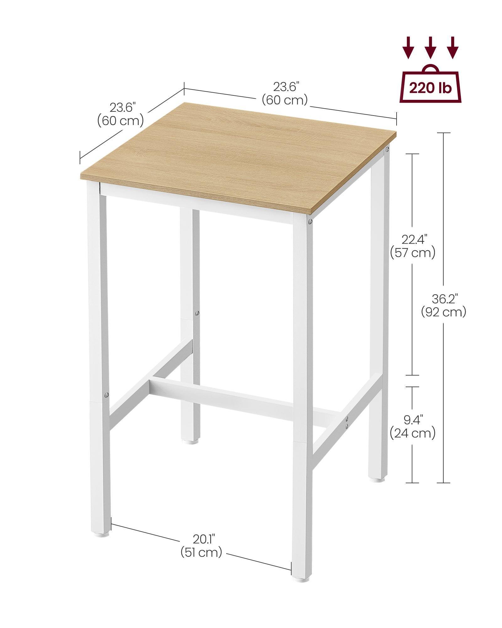 Bar Table with Metal Frame Oak Beige and White FredCo