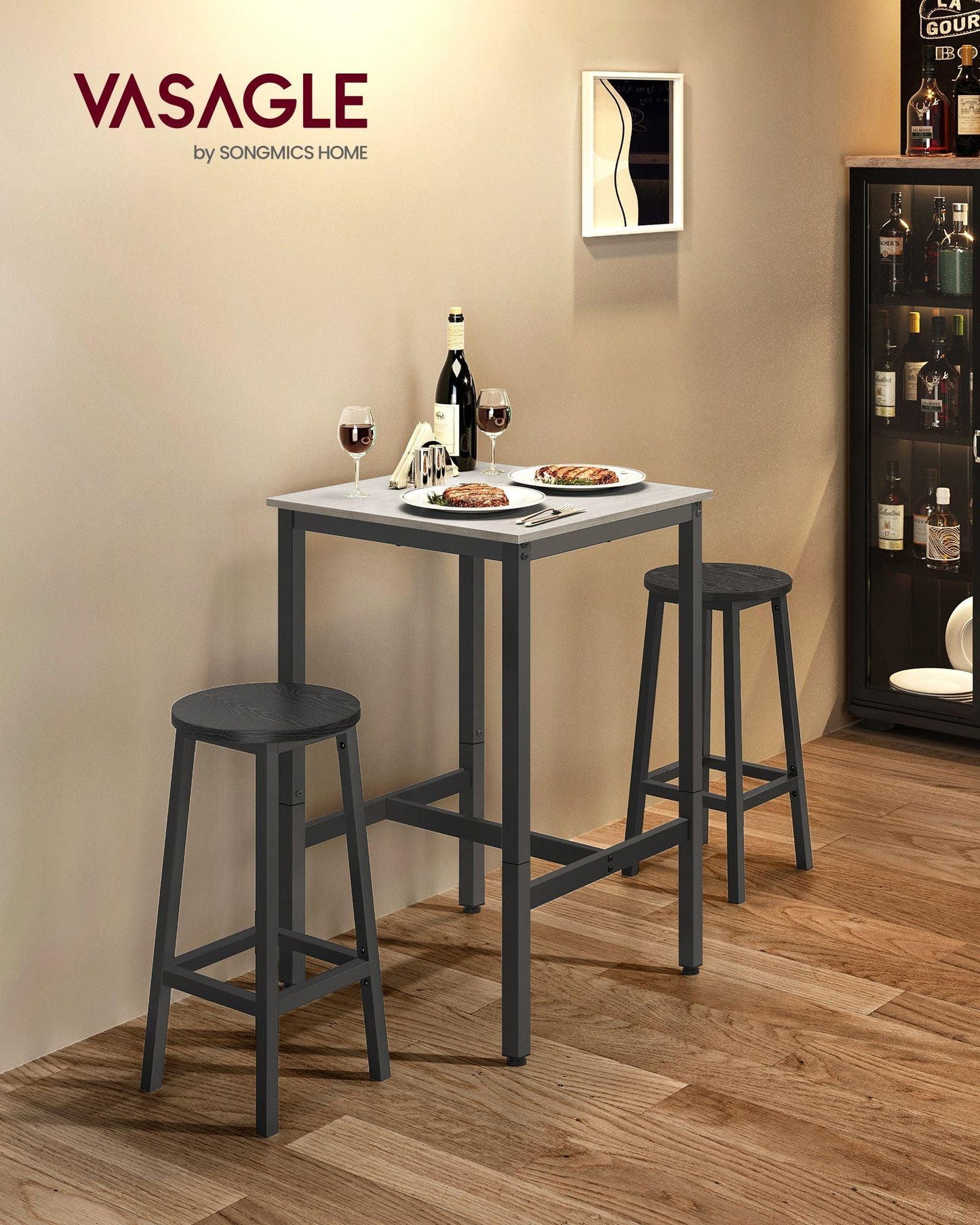 Bar Table with Metal Frame Vintage White and Black FredCo