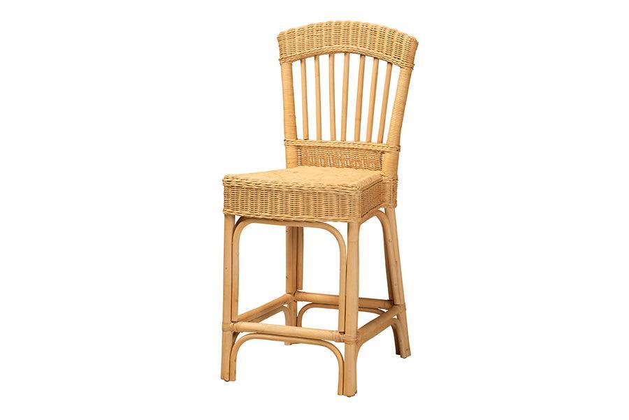 Barito Modern Bohemian Natural Rattan Counter Stool FredCo
