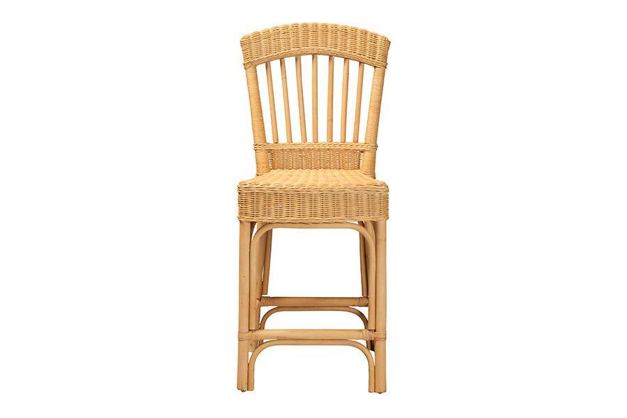 Barito Modern Bohemian Natural Rattan Counter Stool FredCo