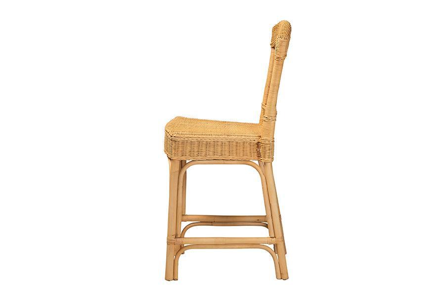 Barito Modern Bohemian Natural Rattan Counter Stool FredCo