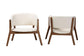 Baron Mid-Century Modern Cream Boucle Fabric Upholstered and Walnut Brown Finished Wood 2-Piece Living Room Accent Chair Set FredCo